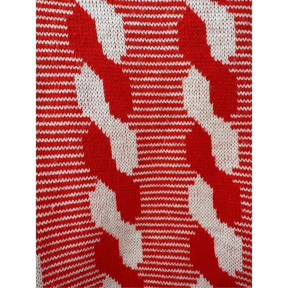Albee women’s vintage 70s red white bowling cardigan sweater retro v-neck - Picture 6 of 8